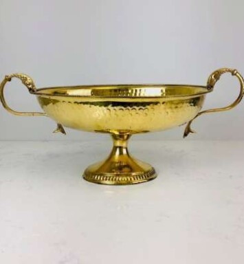 Brass Pedestal Centerpiece with Handles