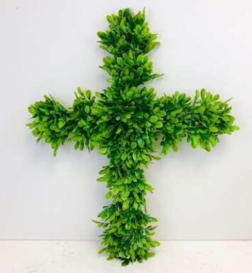 Faux Boxwood Cross