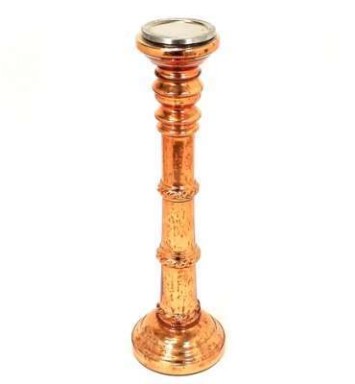 32" Mercury Glass Rose Gold Pillar Candle Holder
