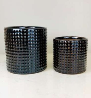 Brown Glazed Dot Planter